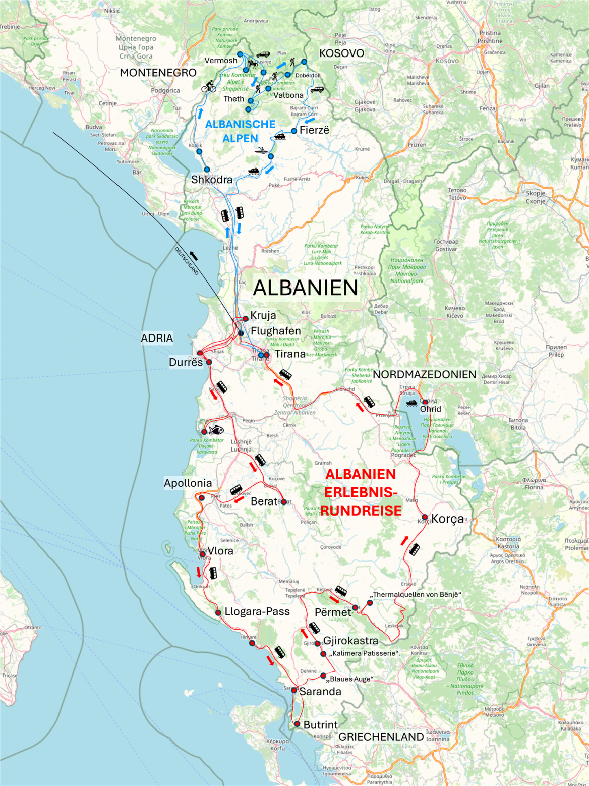 Karte Albanien